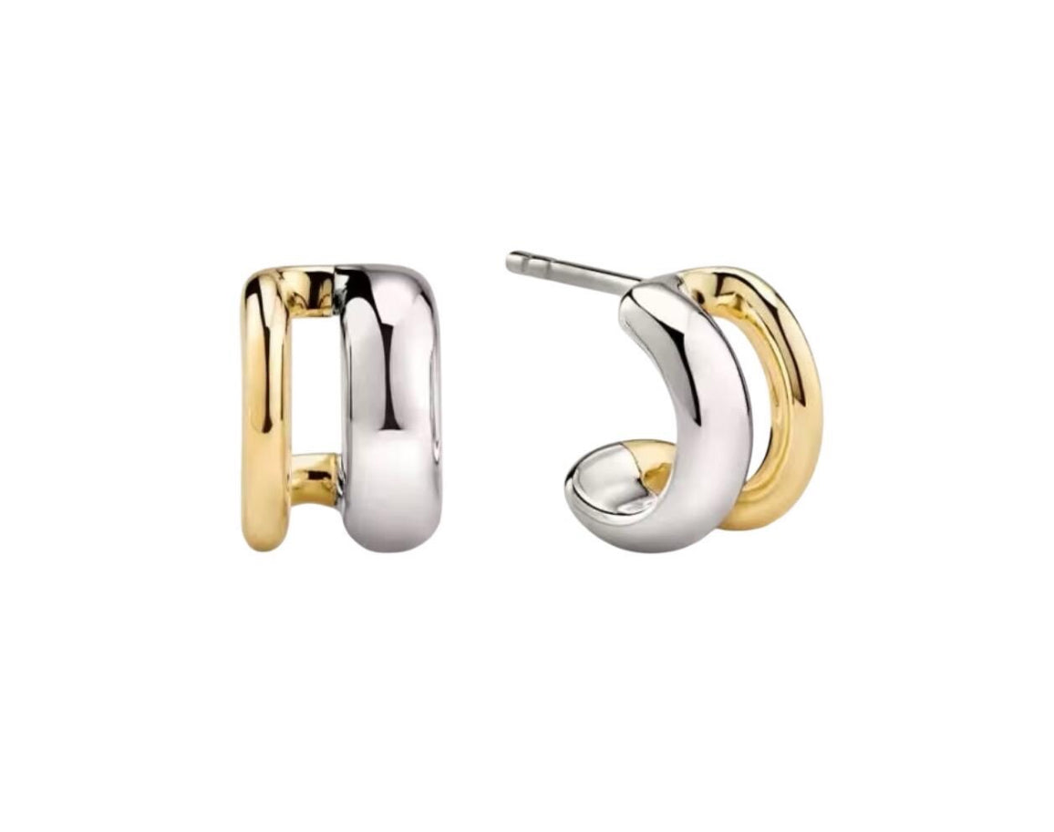 Small Two Tone Hoops in 18K Gold Plated Sterling Silver