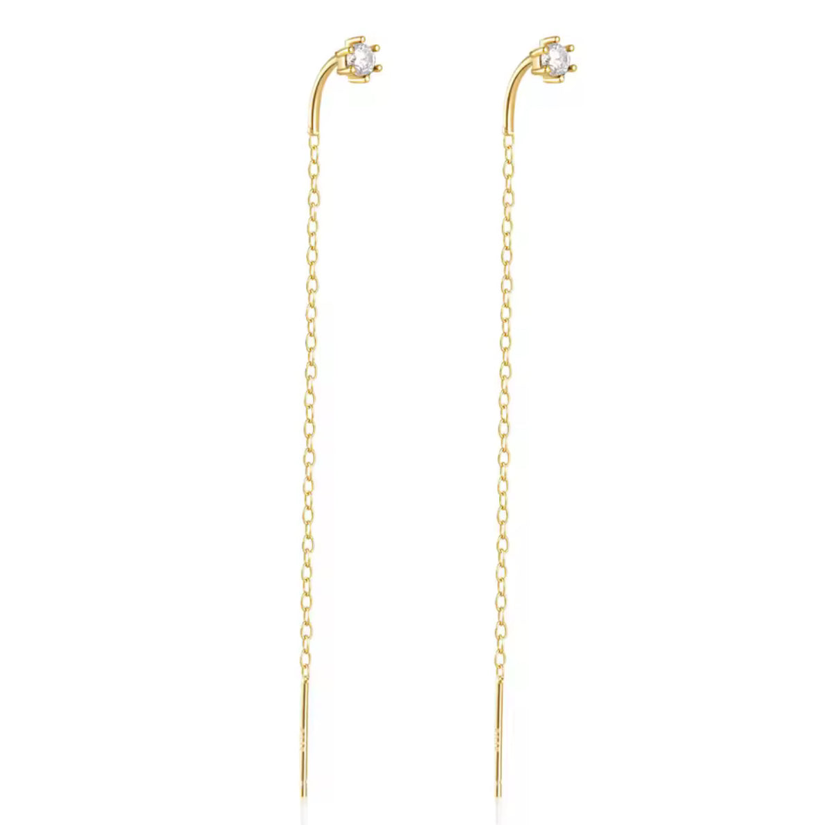 CZ LONG CHAIN EARRINGS