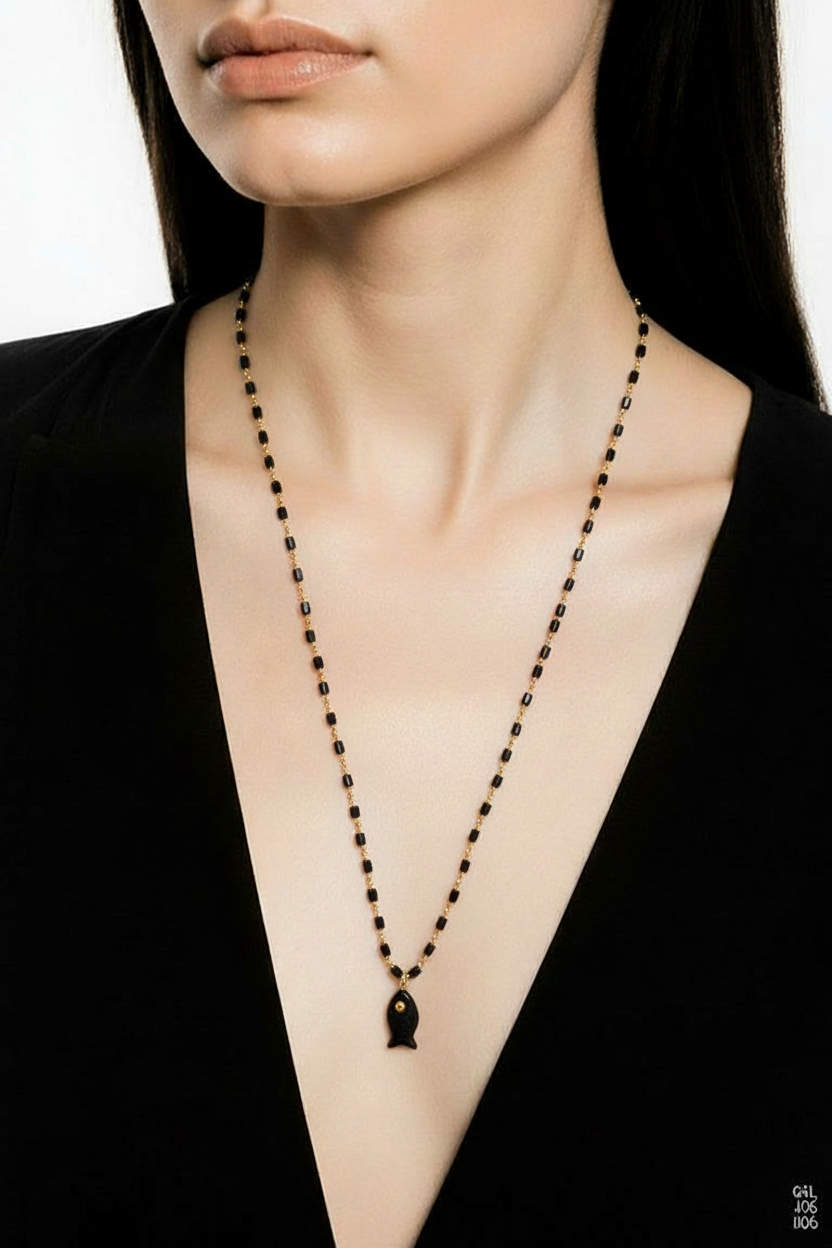 LONG BEADED FISH NECKLACE