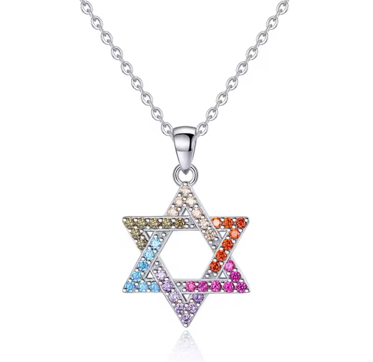 MULTI COLOR JEWISH STAR NECKLACE