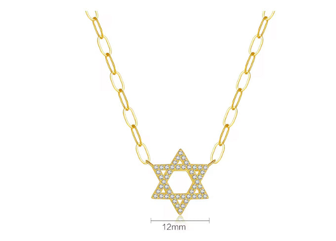 PAPERCLIP JEWISH STAR CZ NECKLACE