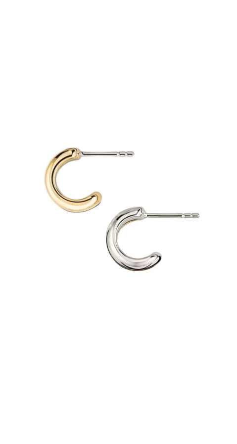 Small Two Tone Hoops in 18K Gold Plated Sterling Silver - view 2