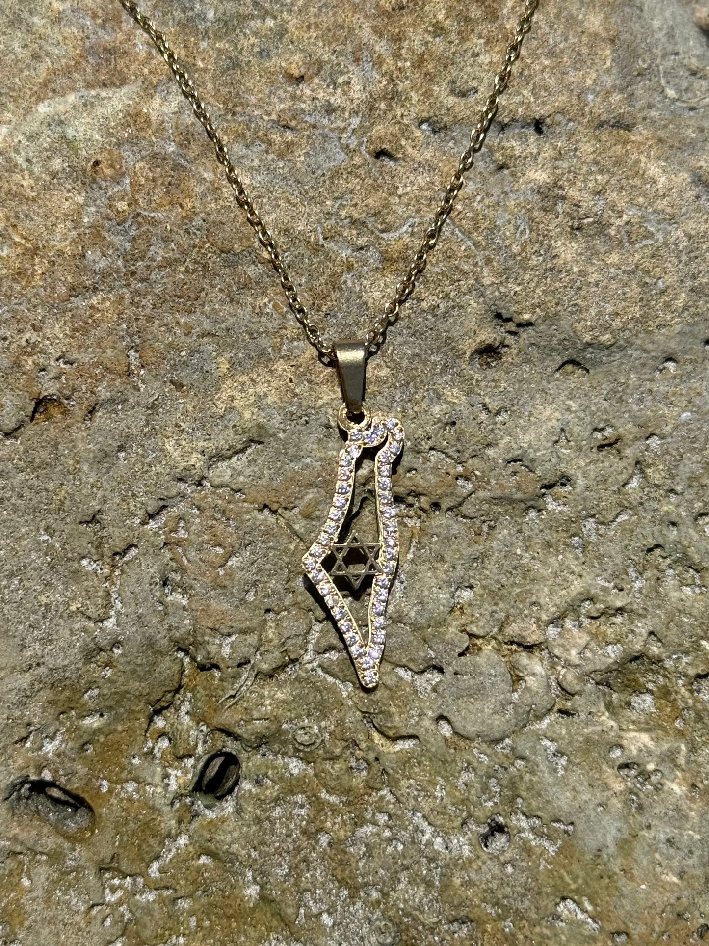 STAR OF DAVID CZ MAP NECKLACE