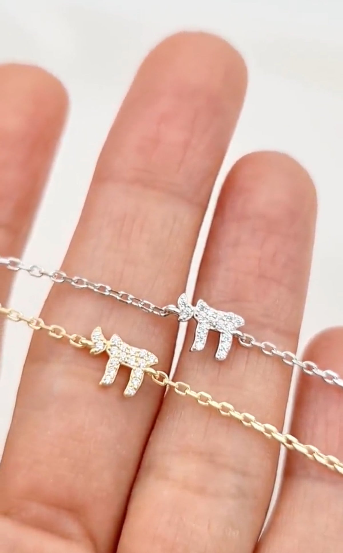 Chai CZ Bracelet in Gold Plated Sterling Silver - view 4