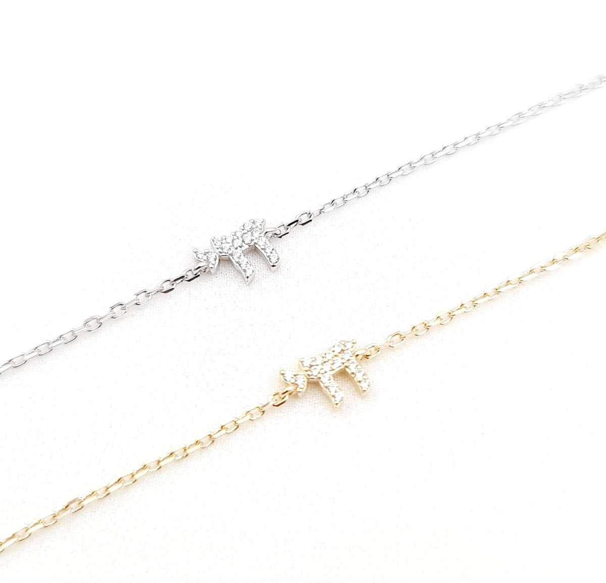 Chai CZ Bracelet in Gold Plated Sterling Silver - view 3
