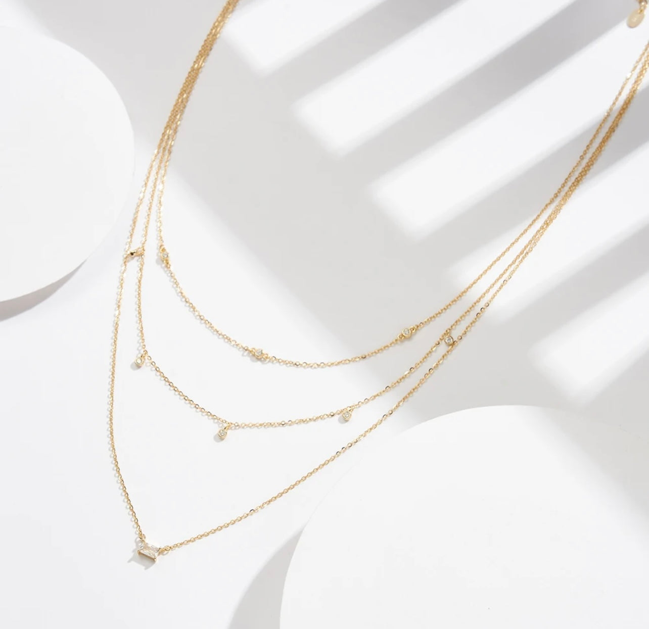 THREE LAYER CZ NECKLACE