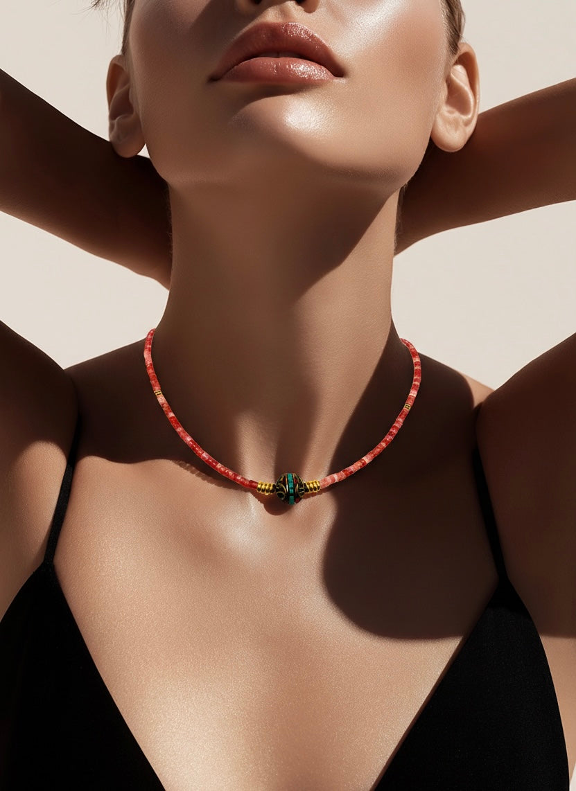 PINK AFRICAN BEAD NECKLACE