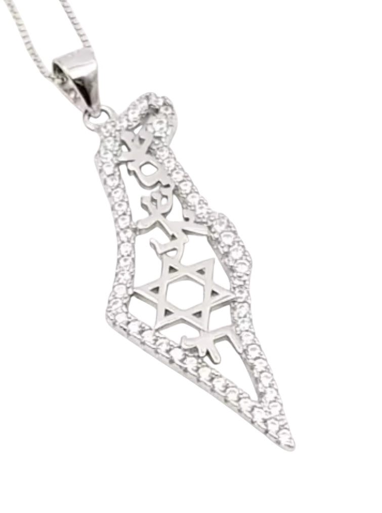 AM ISRAEL CHAI MAP NECKLACE