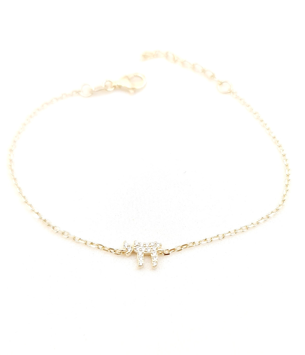 Chai CZ Bracelet in Gold Plated Sterling Silver - view 6