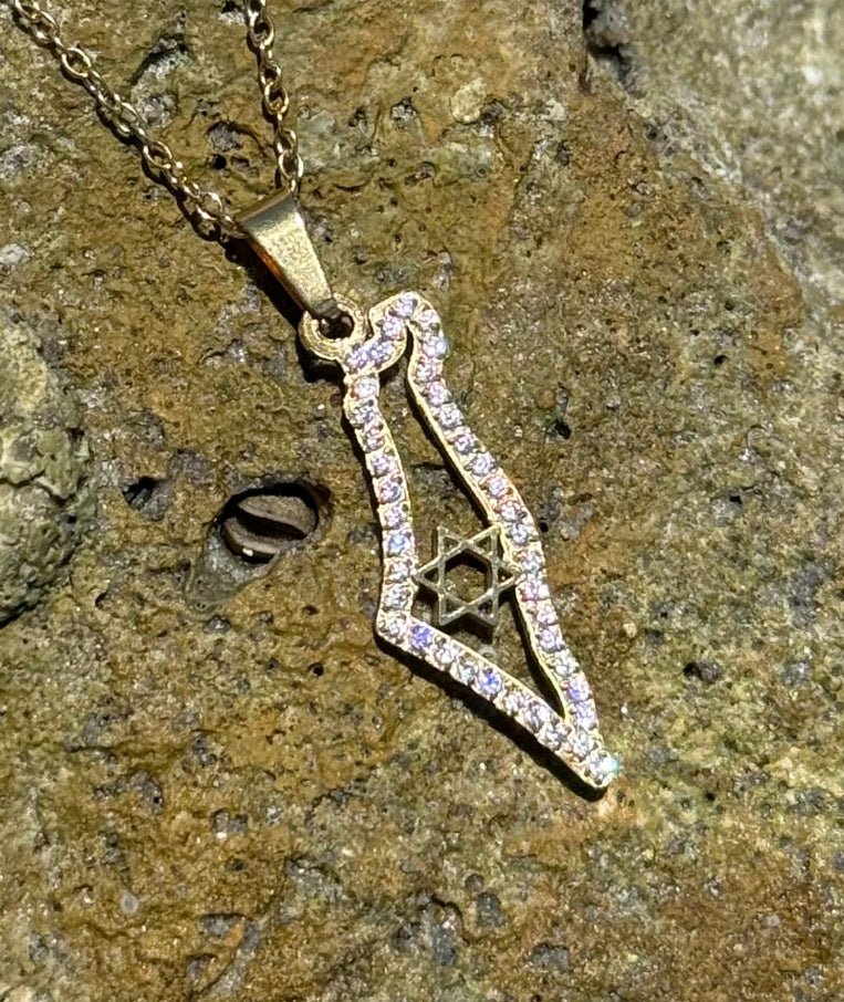 STAR OF DAVID CZ MAP NECKLACE