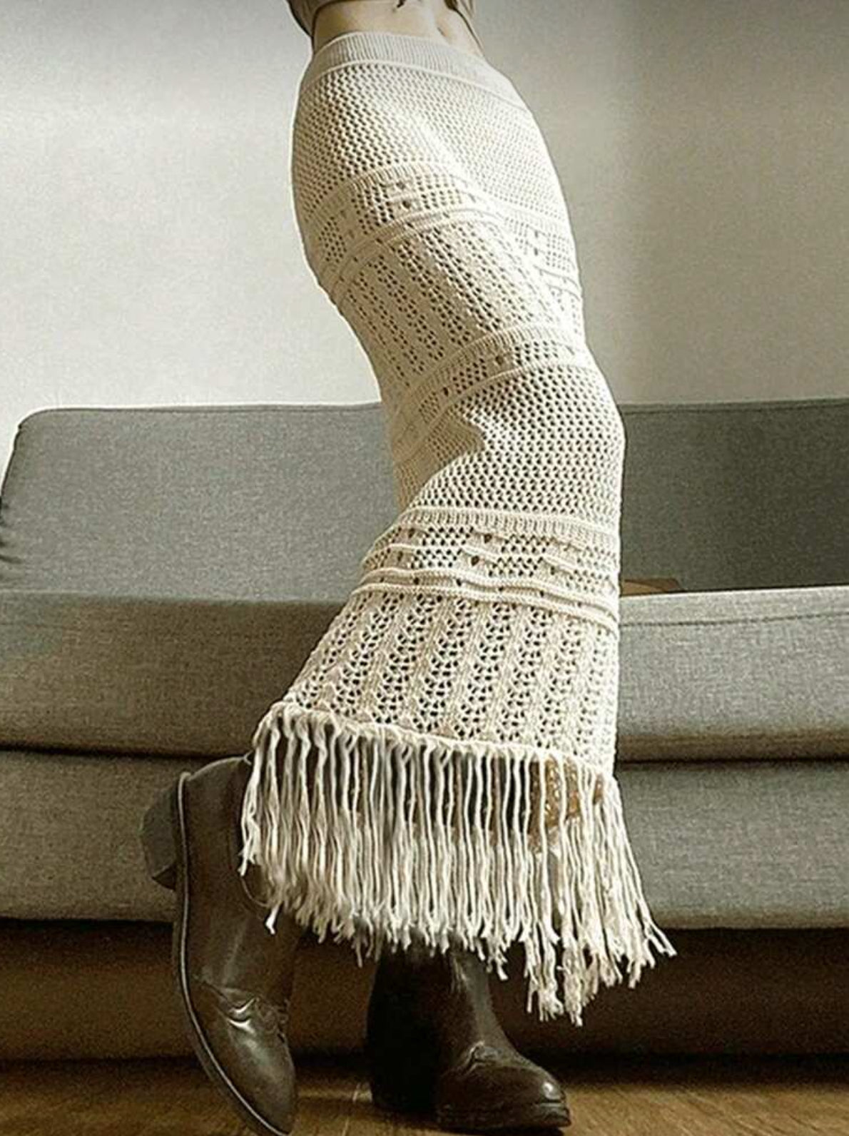 CROCHET TOSSEL SKIRT