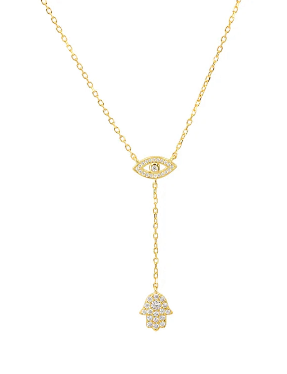 LONG EYE HAND NECKLACE