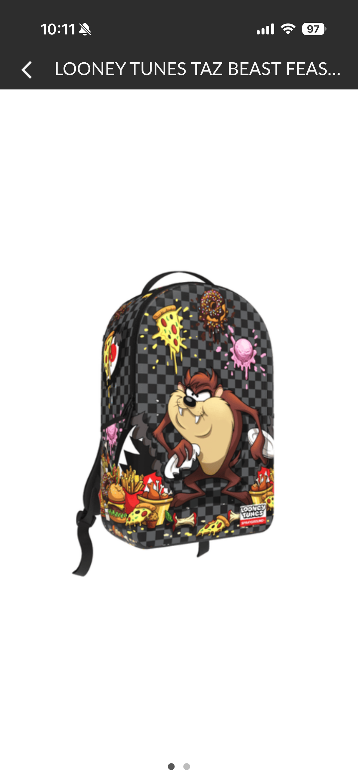 Sprayground Looney Tunes Tazmanian Devil Lunch Break Backpack Bag