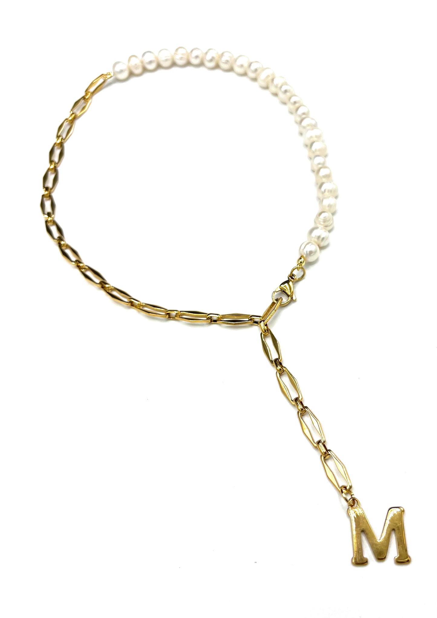 LONG INTIAL PEARL NECKLACE