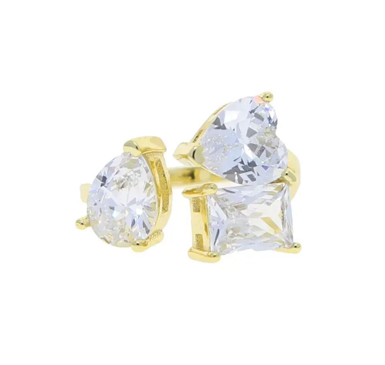 GEOMETRIC HEART CZ RING