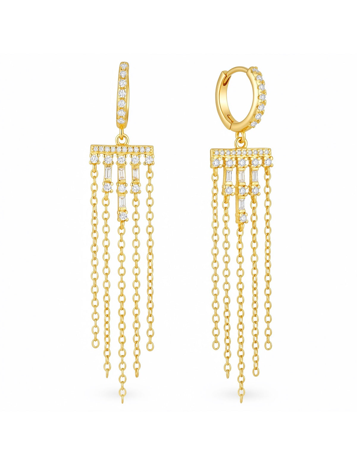 Starlight Cascade Chain Fringe Earrings