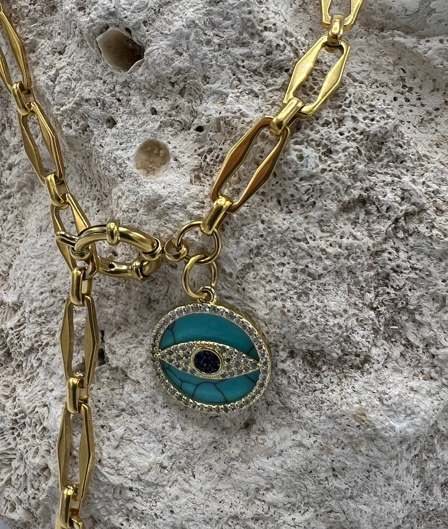 EYE CZ PAPERCLIP NECKLACE