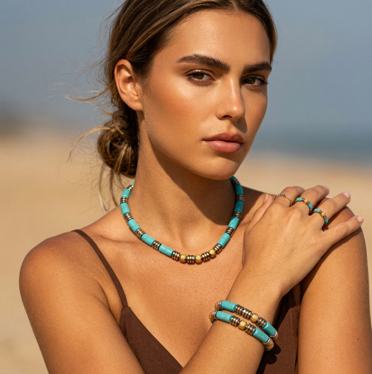 TURQUOISE BEADED NECKLACE