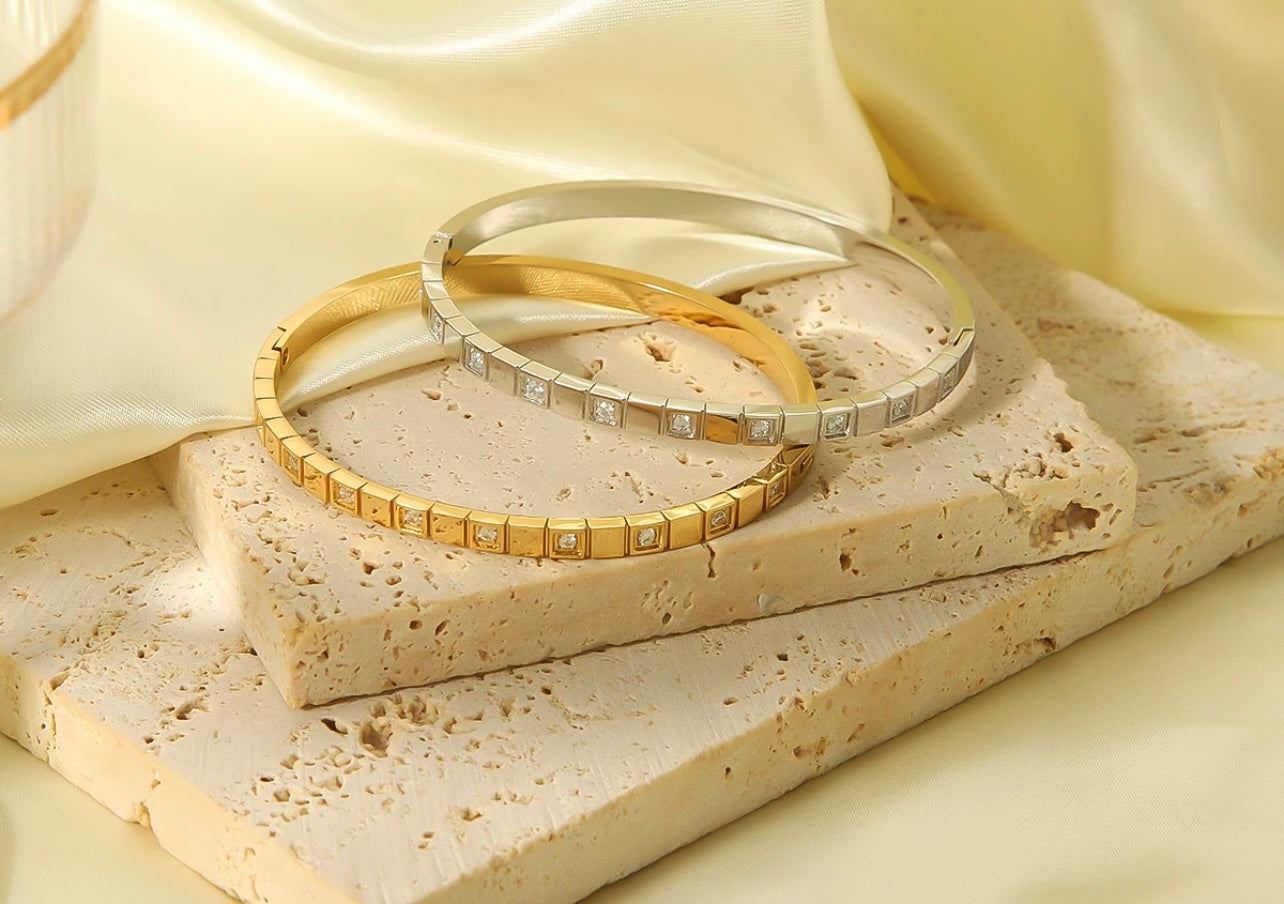 ENGRAVED CZ CUFF BRACELET