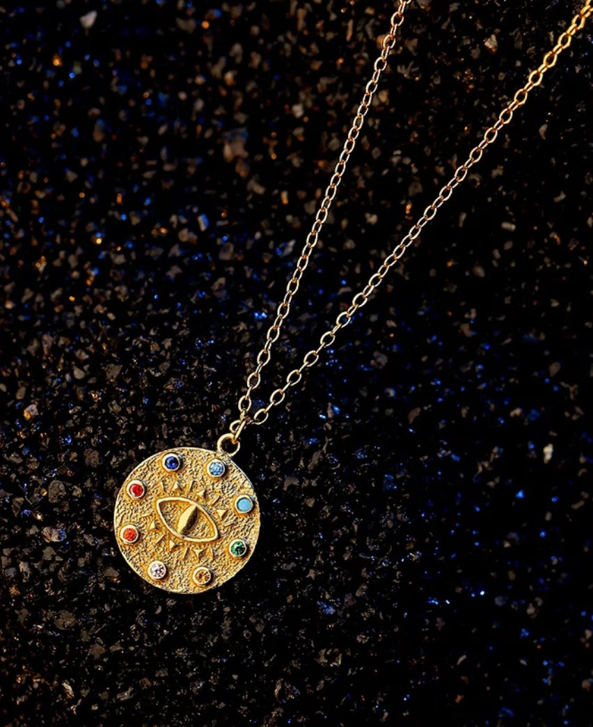 COLORFUL ZIRCON EYE NECKLACE