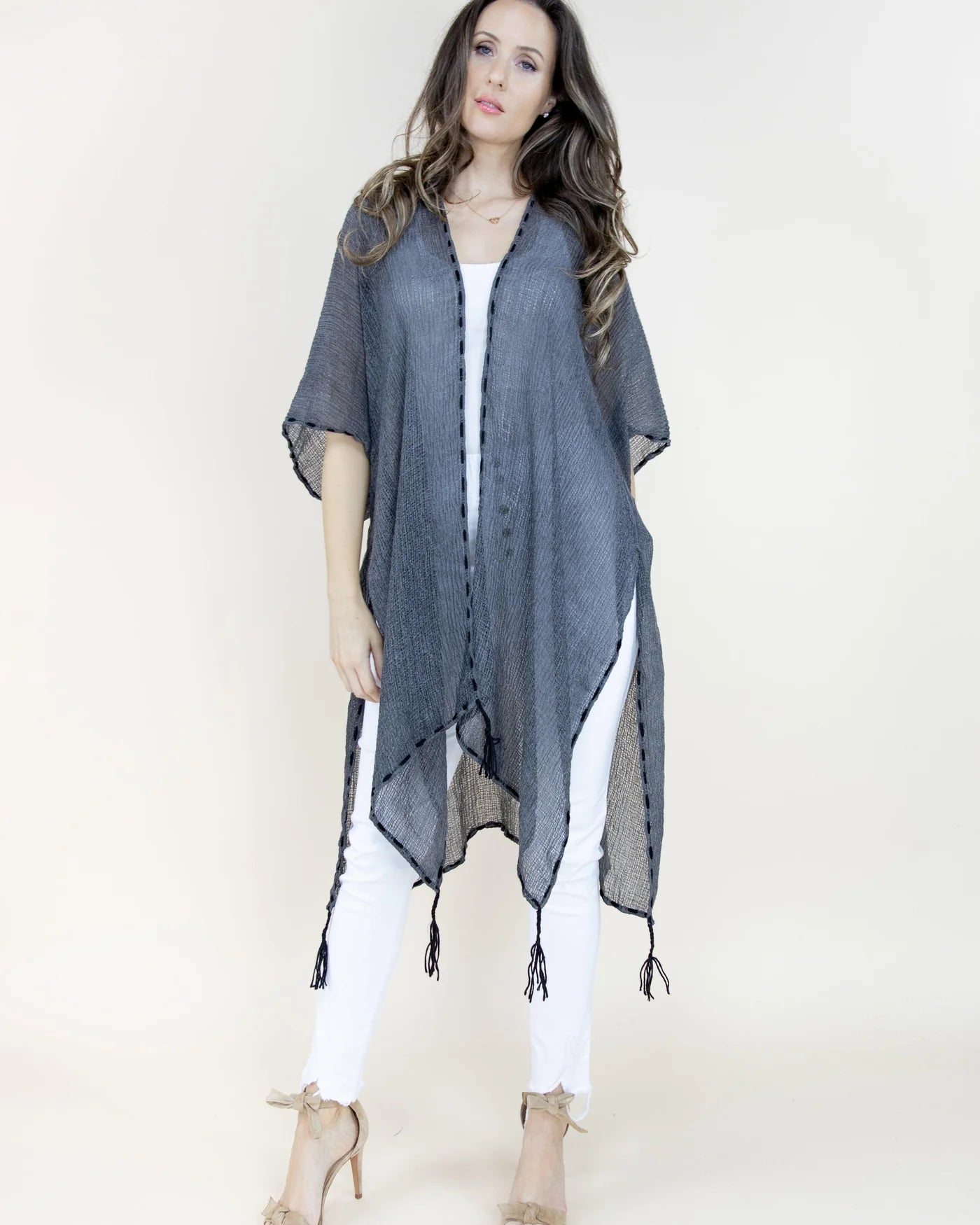 CRINKLE LINEN KIMONO