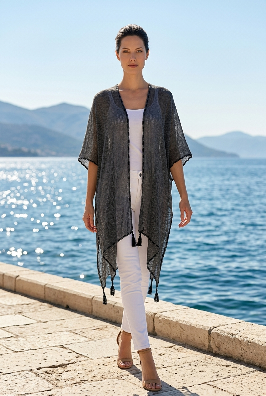 CRINKLE LINEN KIMONO