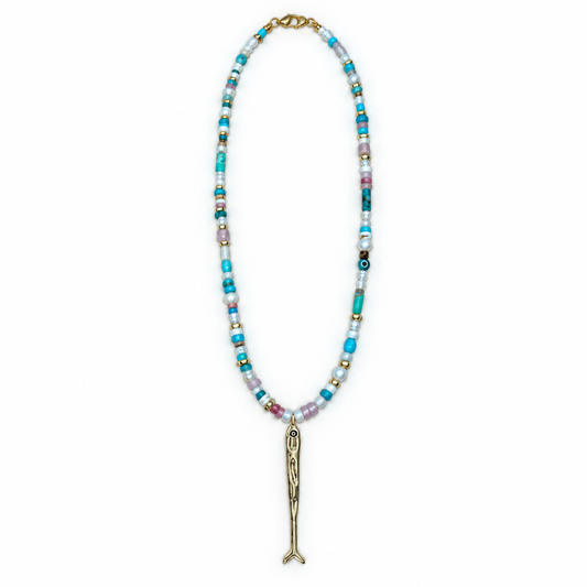 Pastel Fish Beaded Necklace