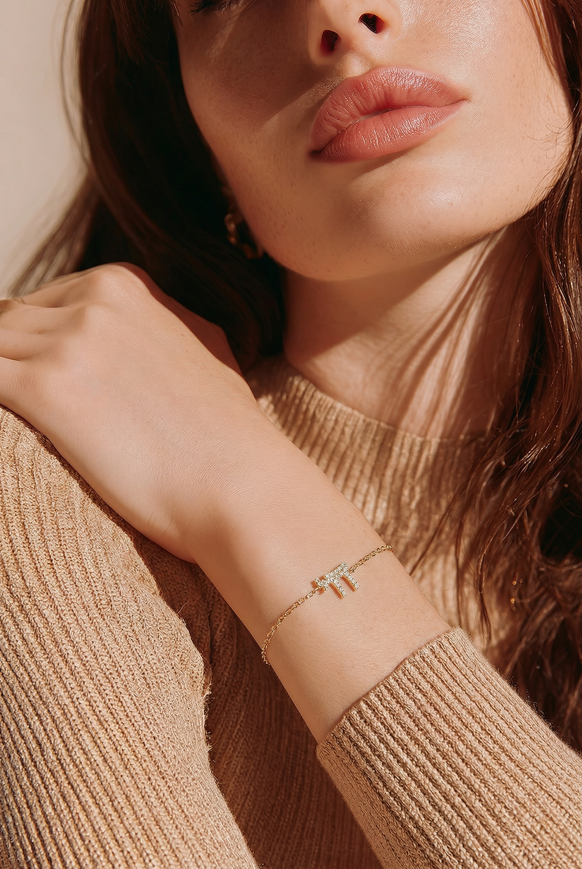 Chai CZ Bracelet in Gold Plated Sterling Silver - view 2
