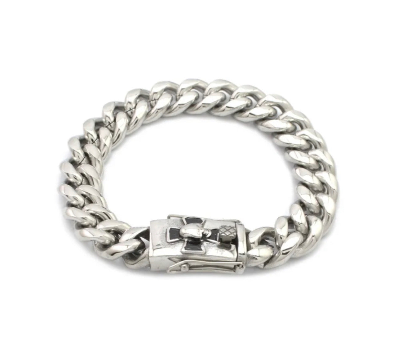 MENS CROSS CUBAN BRACELET