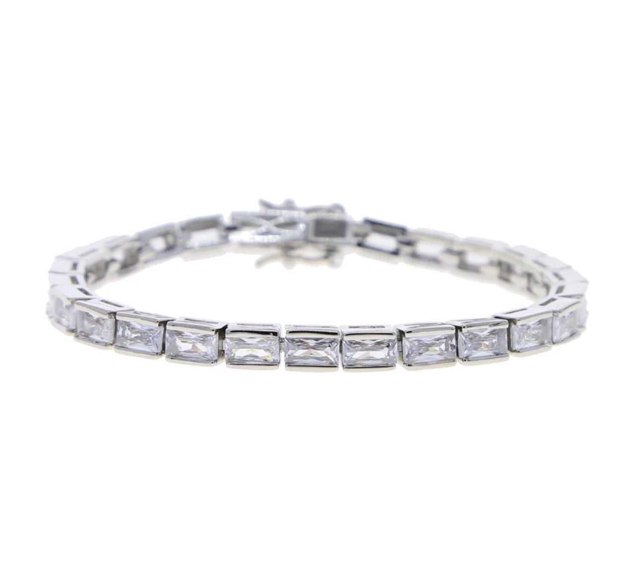 RECTANGLE SILVER TENNIS BRACELET