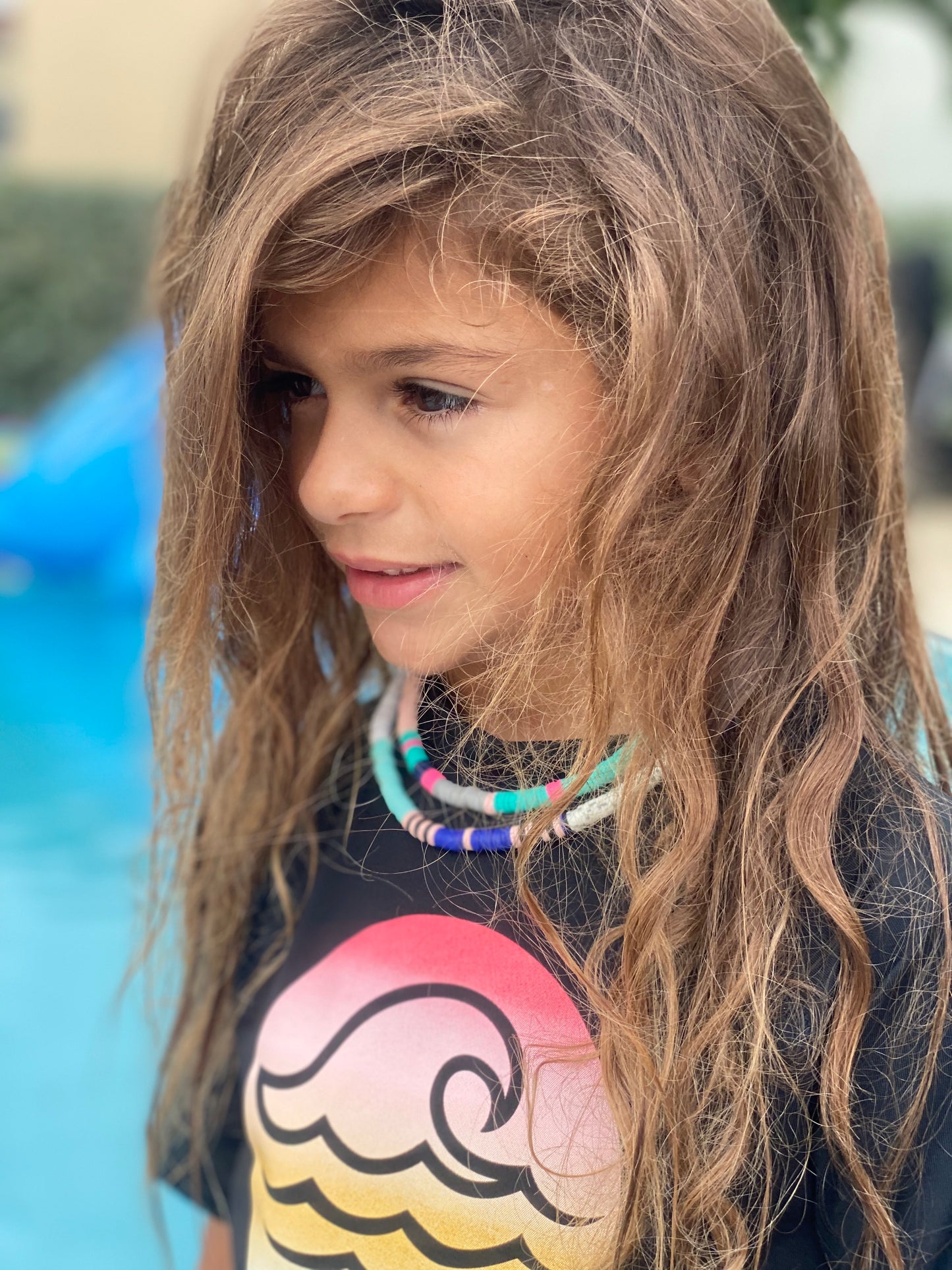 KIDS- Multi Color Heishi Bead necklace-Lenozella