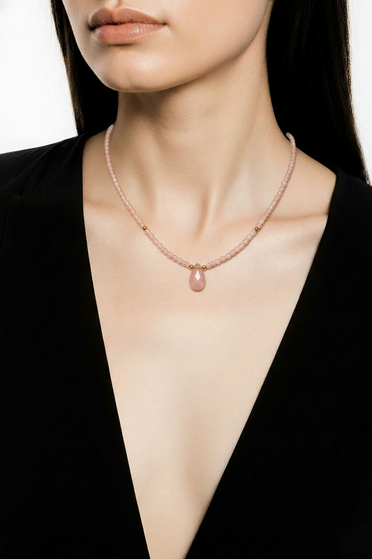 PINK NATURAL BEADED NECKLACE