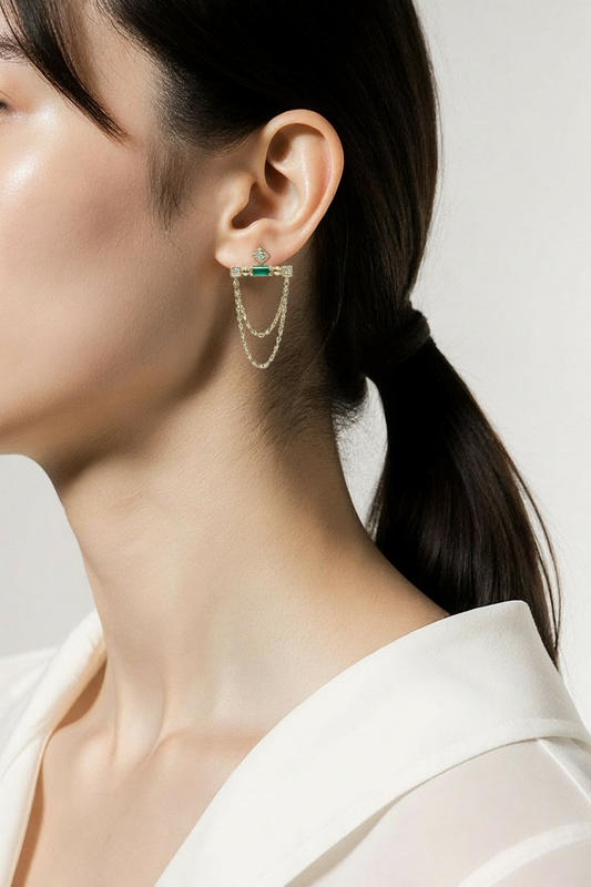 EMERALD CHAIN EARRINGS