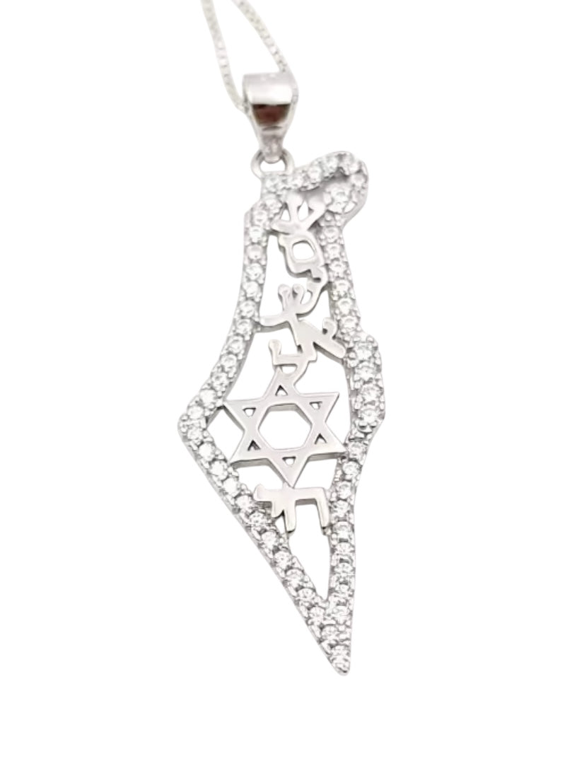 AM ISRAEL CHAI MAP NECKLACE