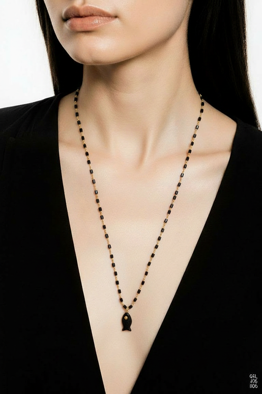 LONG BEADED FISH NECKLACE