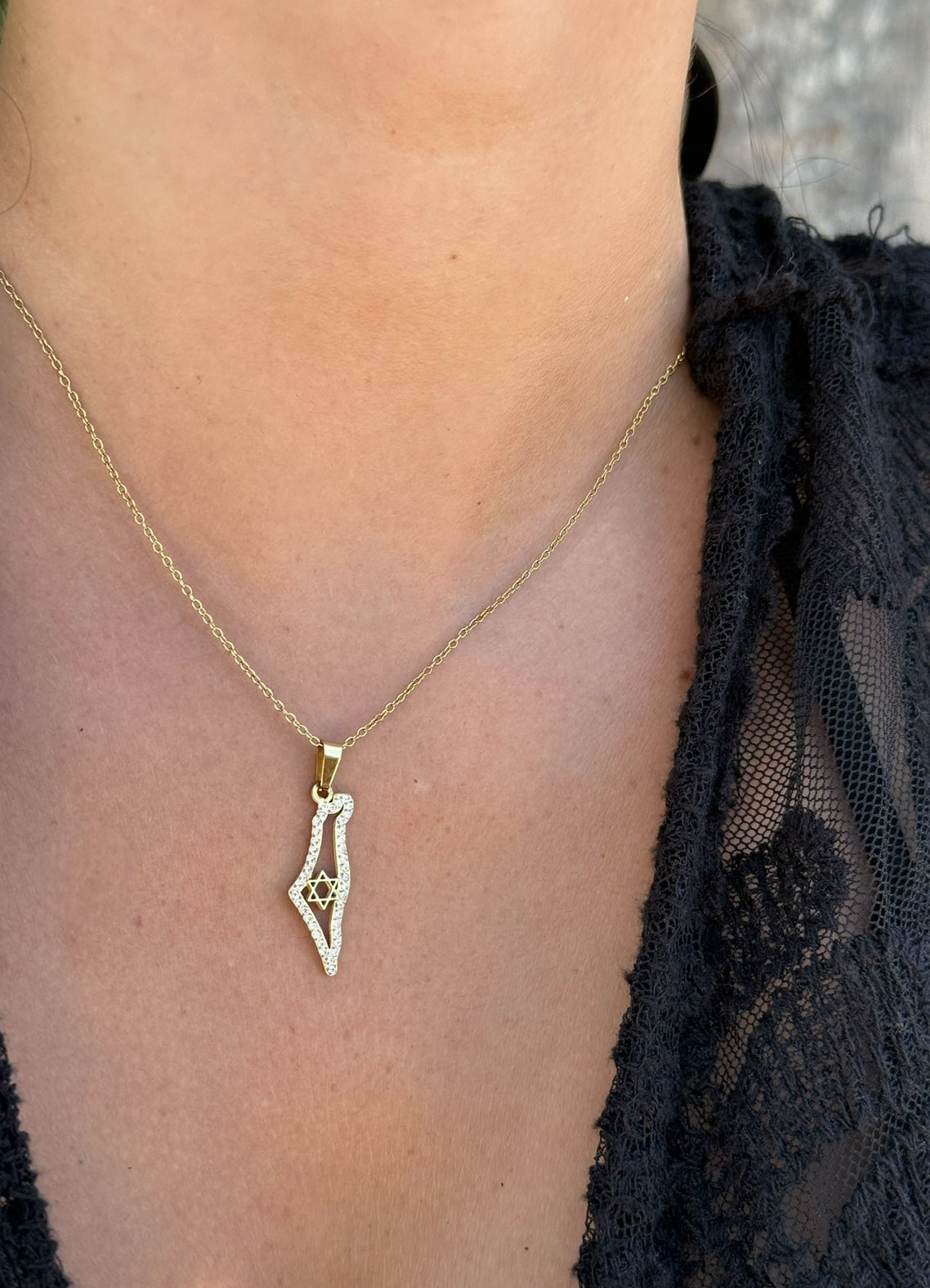 STAR OF DAVID CZ MAP NECKLACE