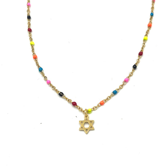 BEADED STAR DAVID NECKLACE