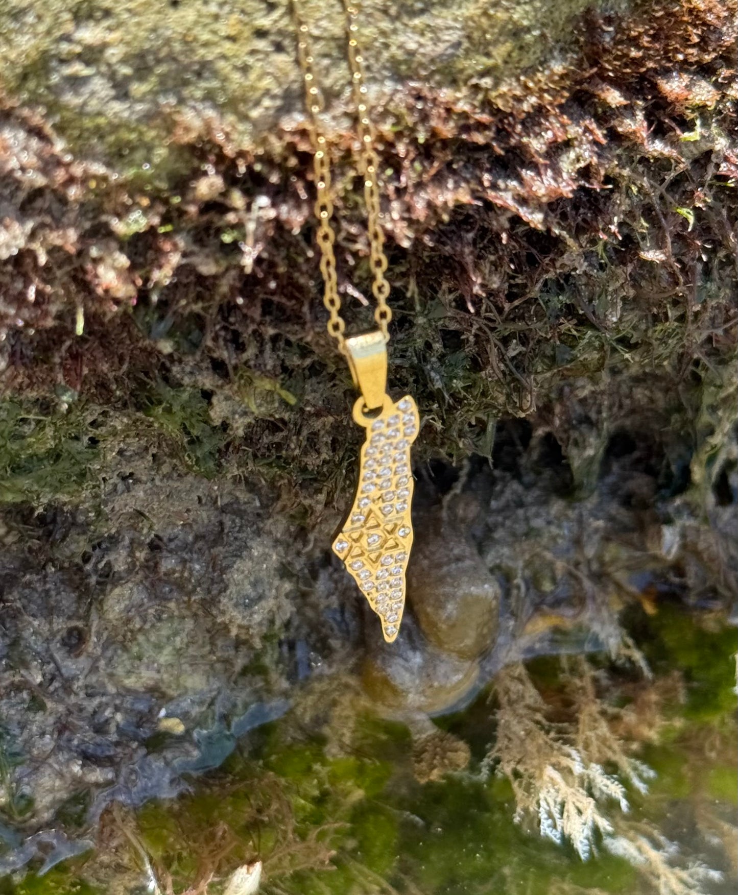 ISRAEL MAP CUBIC ZIRCONIA NECKLACE