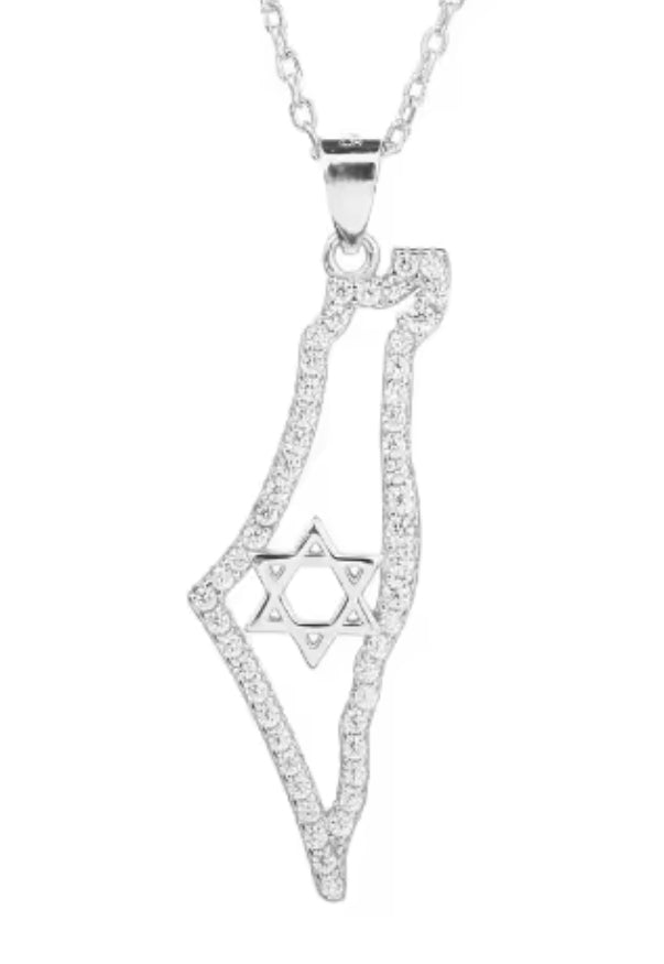 STAR OF DAVID CZ MAP NECKLACE