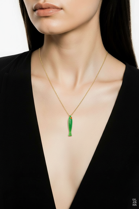 DAINTY BEADED FISH NECKLACE