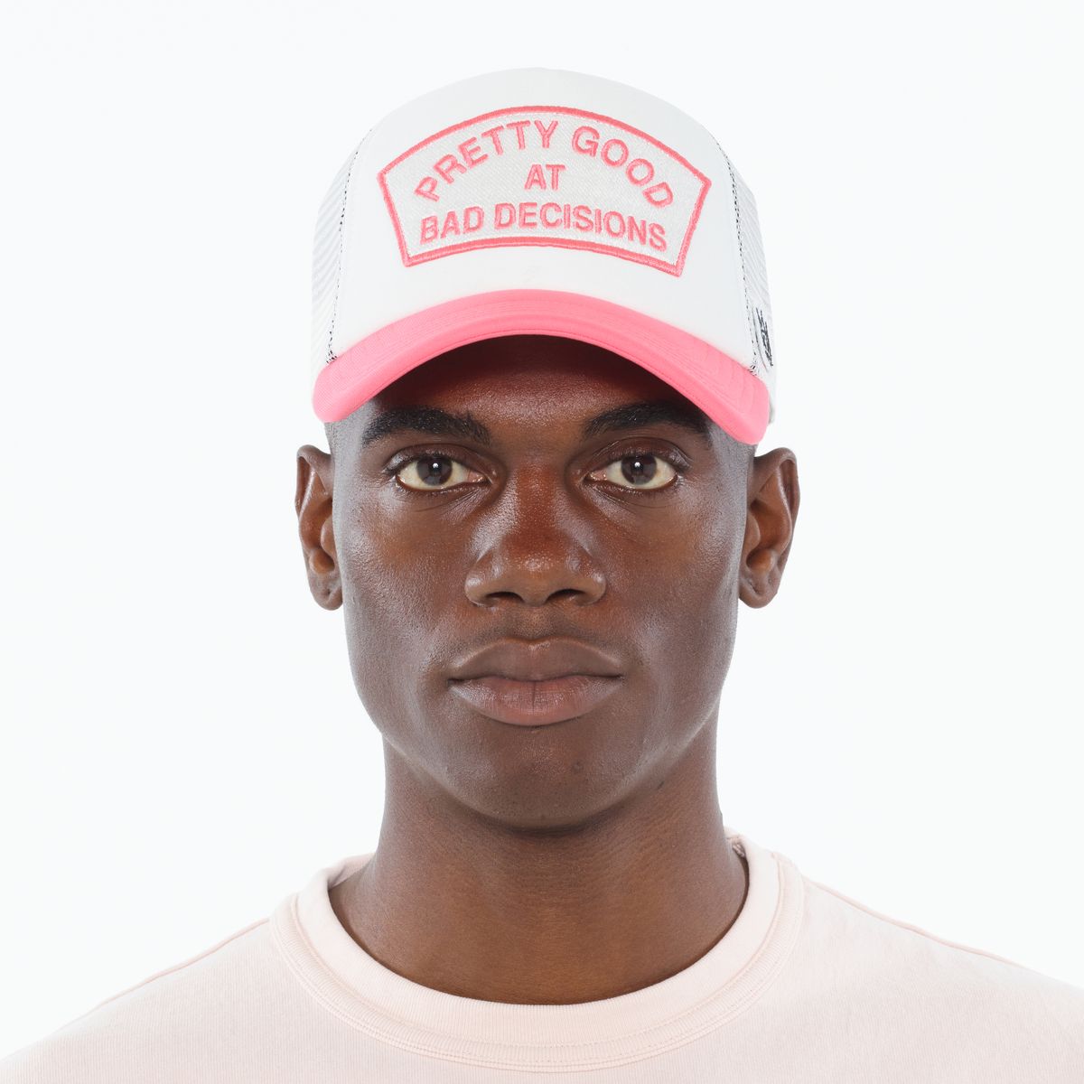 "GOOD AT BAD DECISIONS" MESH BACK TRUCKER HAT