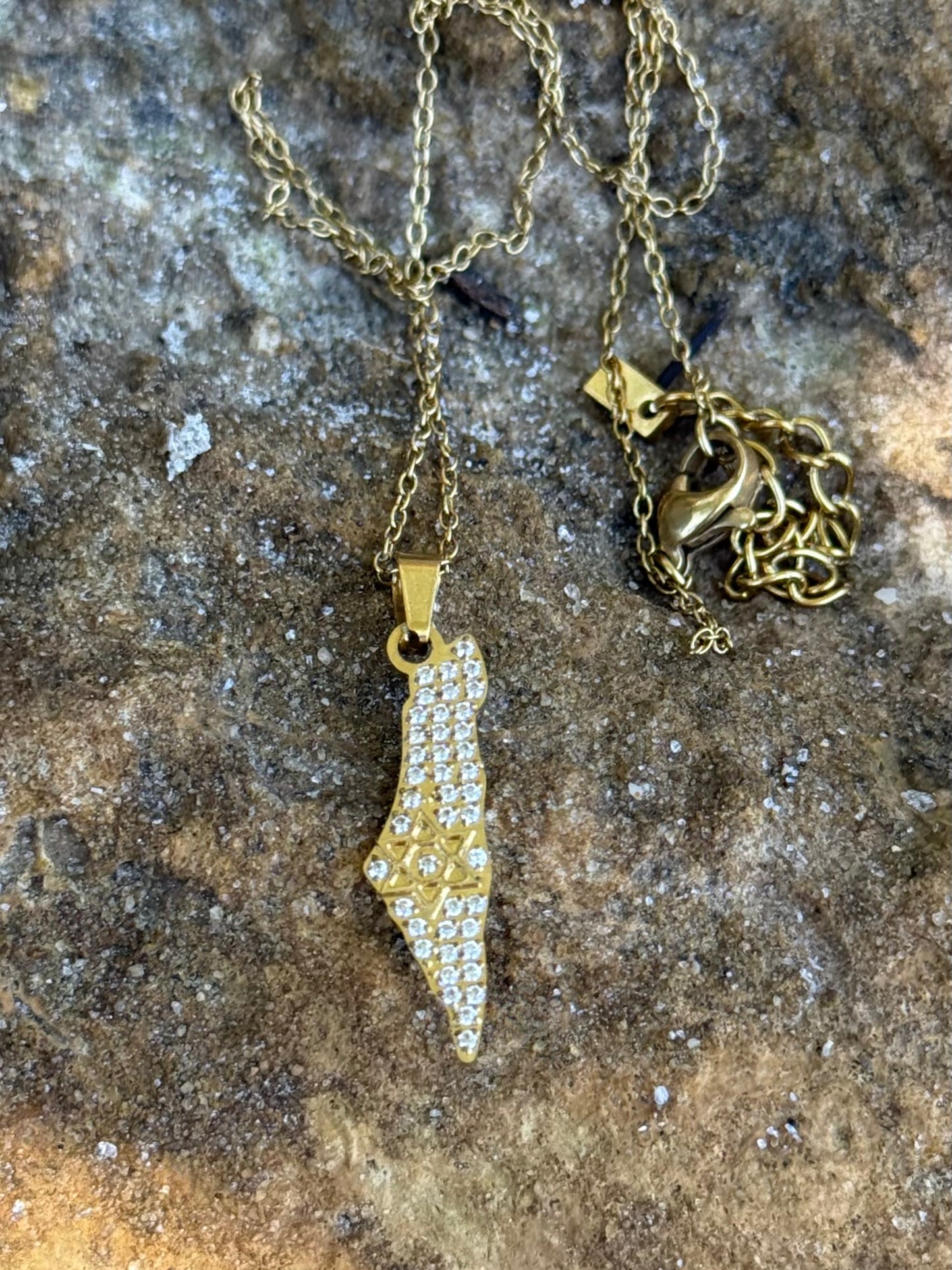 ISRAEL MAP CUBIC ZIRCONIA NECKLACE