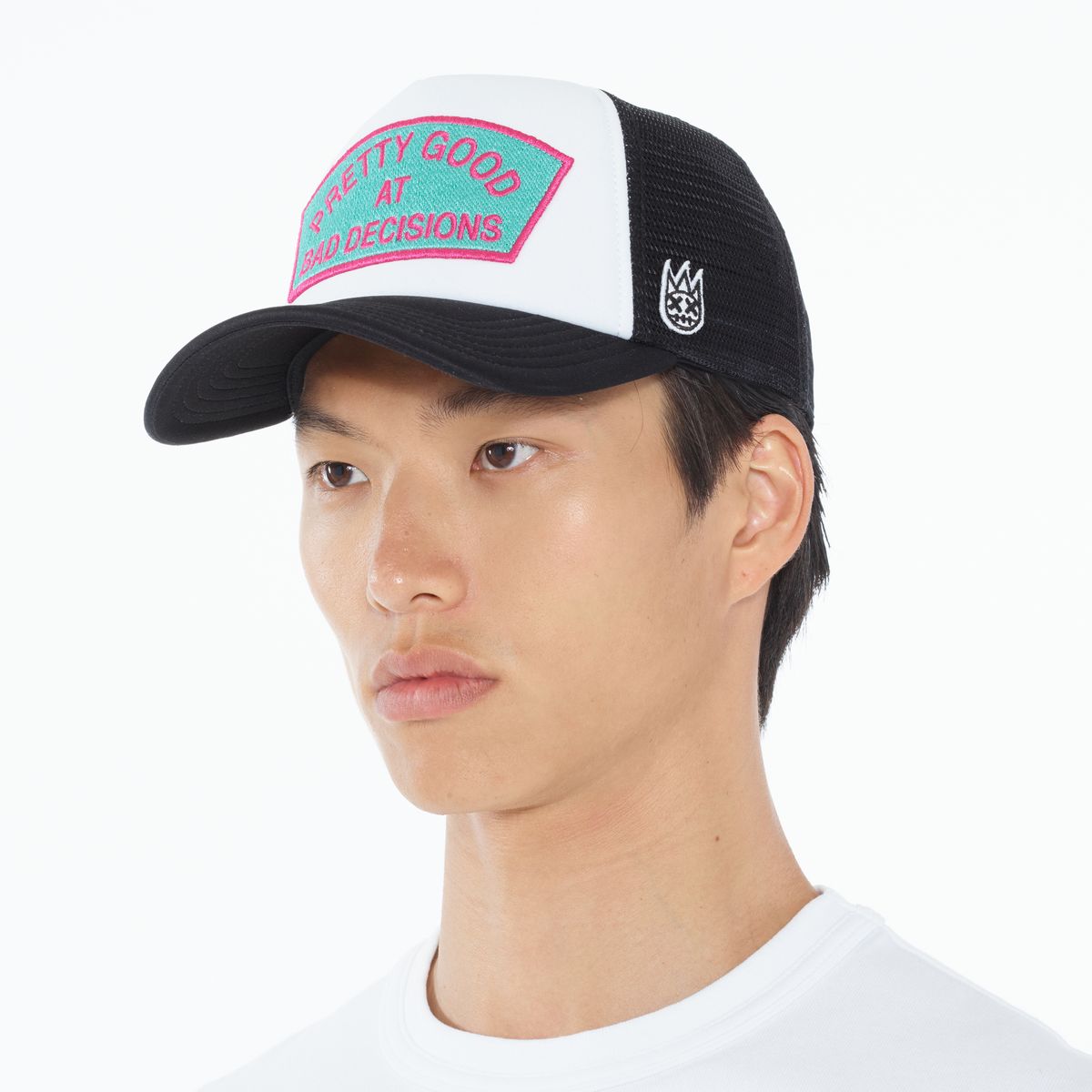 "GOOD AT BAD DECISIONS" MESH BACK TRUCKER HAT