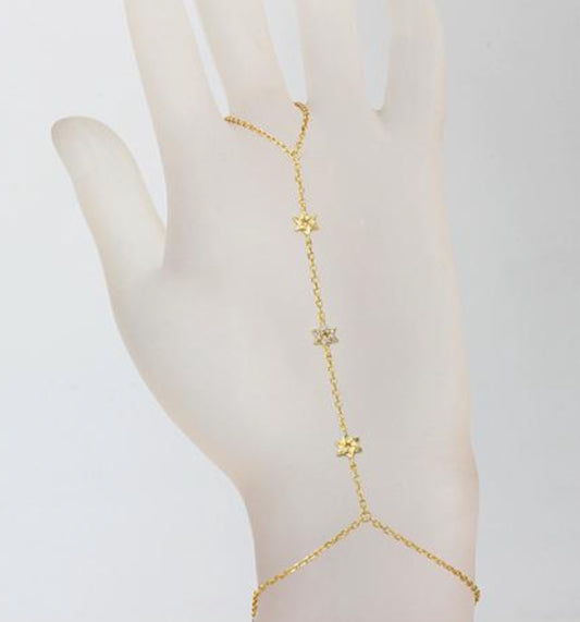 TRIPLE JEWISH STAR HAND CHAIN