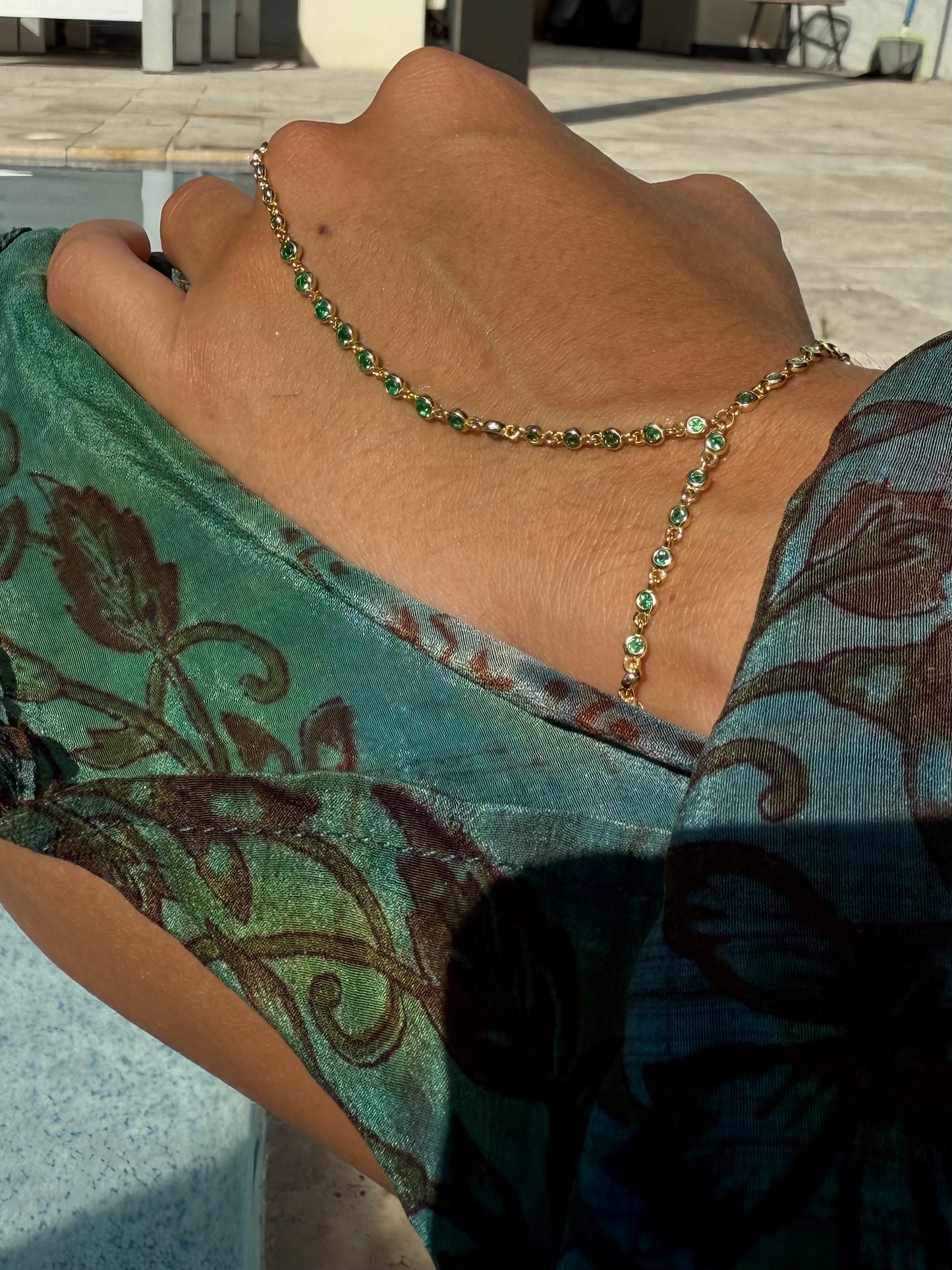 DAINTY  ROUND CZ HAND CHAIN