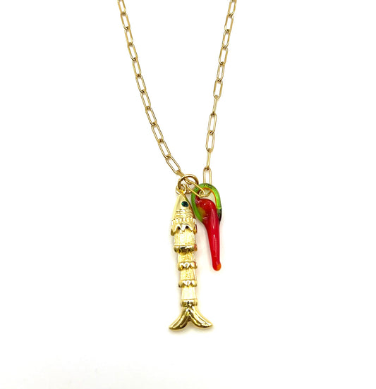 LONG PAPERCLIP FISH NECKLACE
