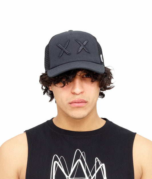 MESH TRUCKER W/ BLACK LOGO,BLACK VISOR