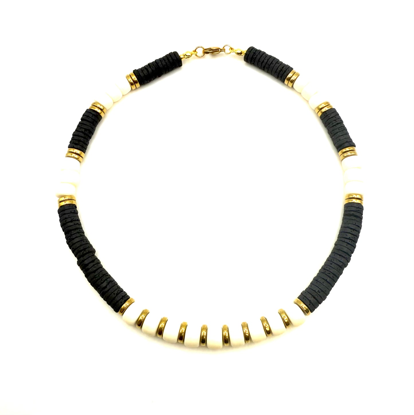 CYLINDER WHT/BLK NECKLACE