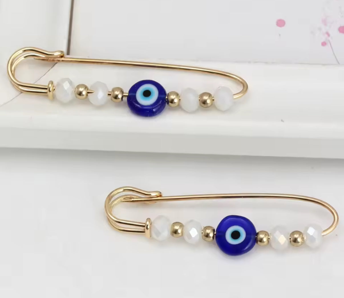 LUCKY EYE BEADED PIN