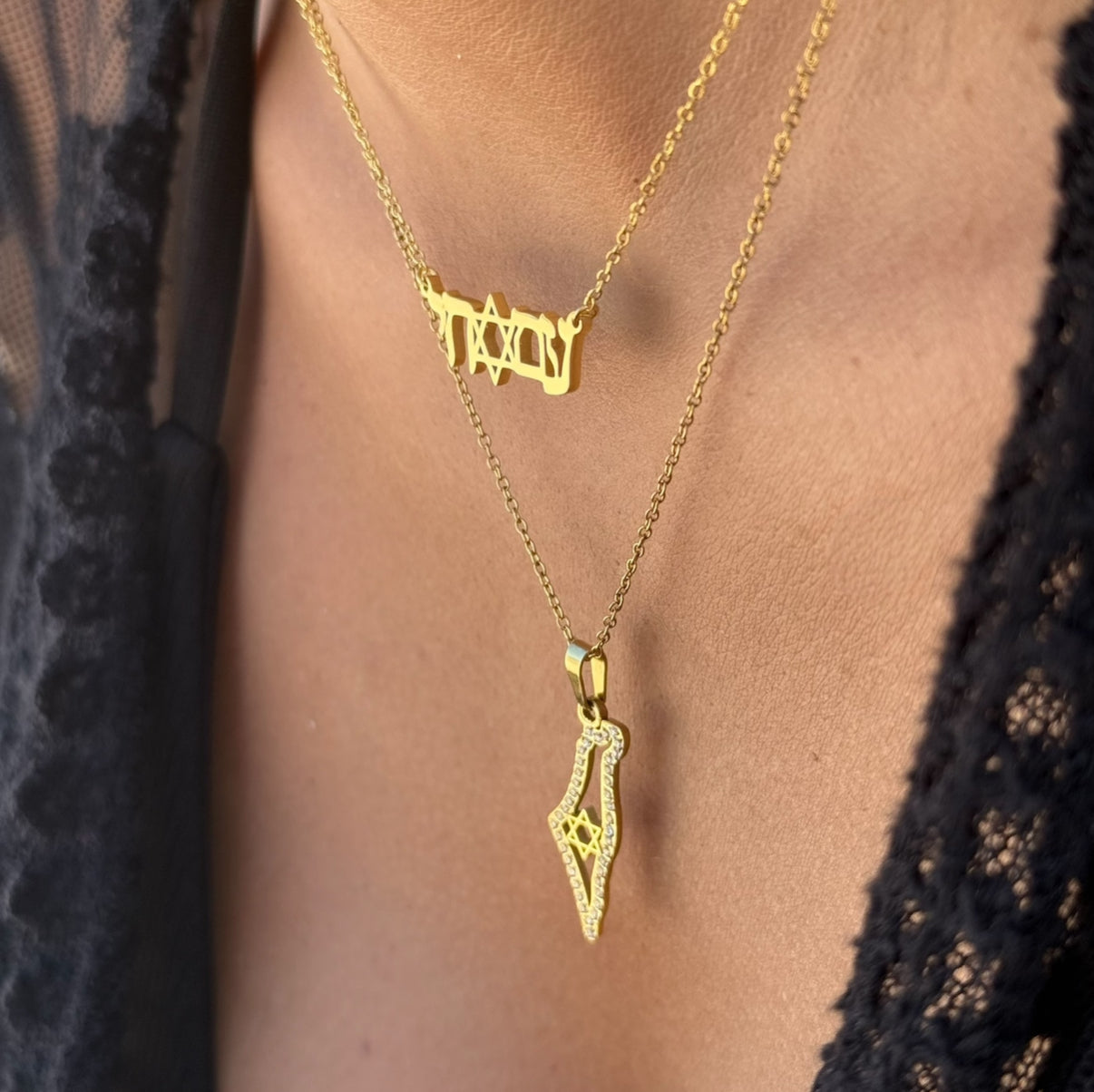 STAR OF DAVID CZ MAP NECKLACE